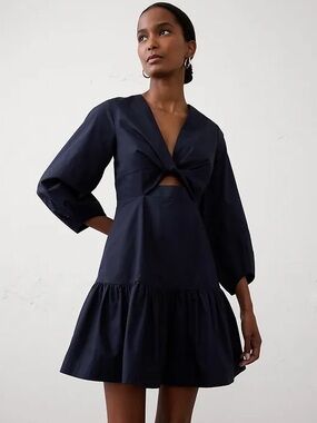 Banana Republic Navy POPLIN TWIST MINI DRESS